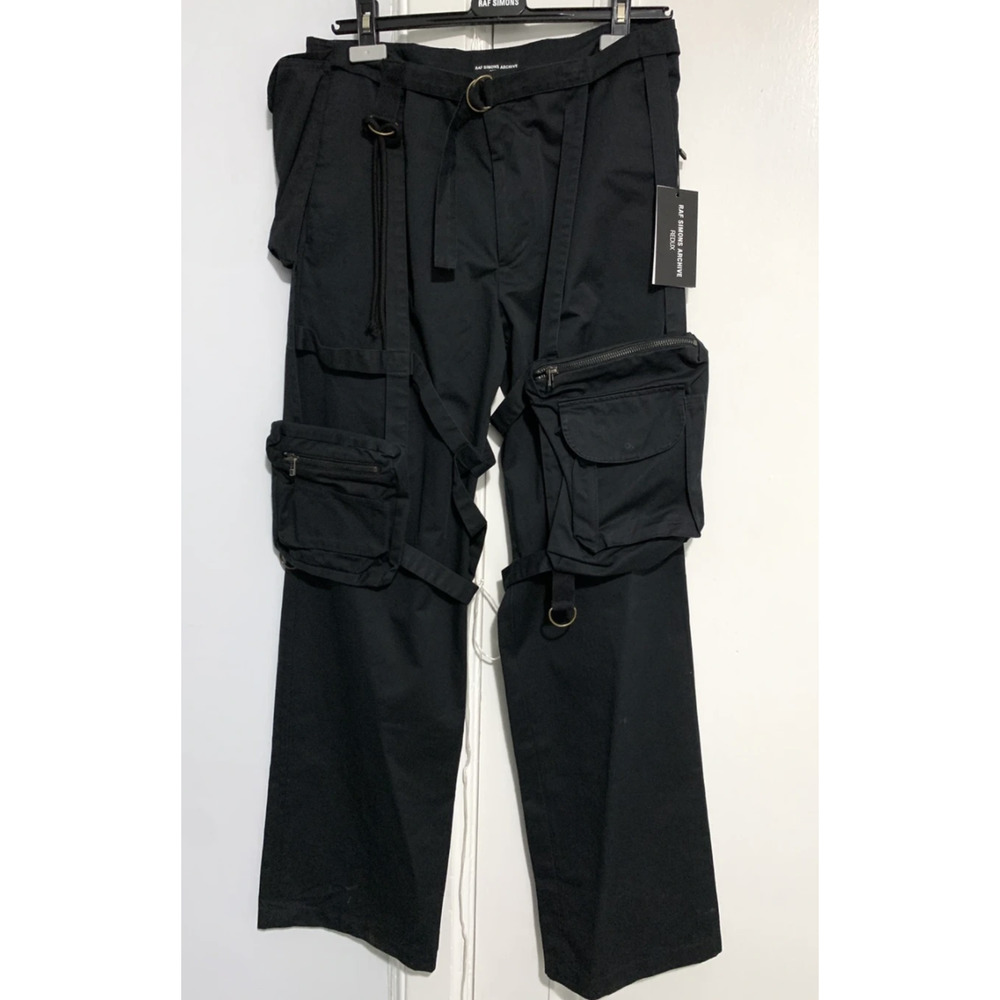 Raf Simons Archive REDUX SS03 CONSUMED CARGO PANTS BONDAGE POCKET CANVAS TROUSER